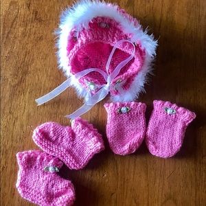 Handmade Crochet set Infant Baby Girl size newborn